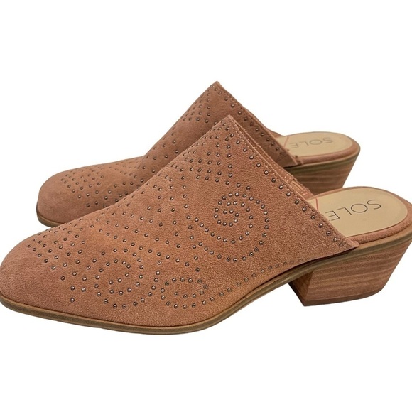Women’s SOLE SOCIETY Soft Suede Slides Shoes Heels. - Picture 2 of 6